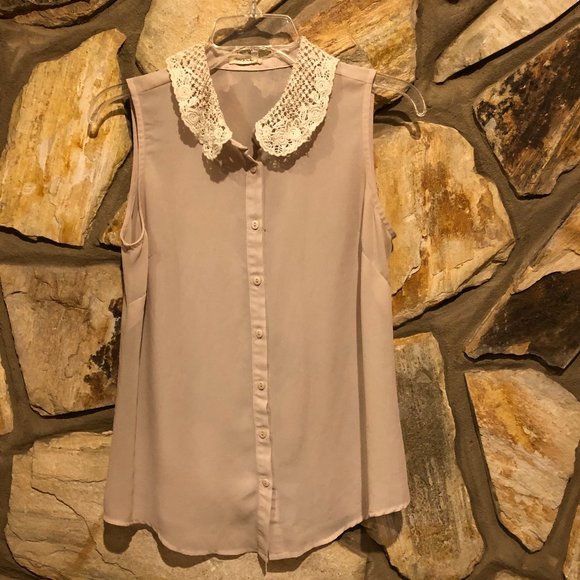 sheer sleeveless button up - Picture 1 of 5